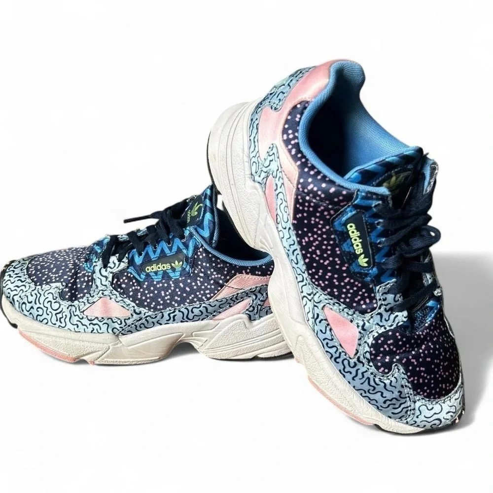 Adidas Falcon Out Loud Collection Italian Printed satin-Blue Pink | Women’s 5.5